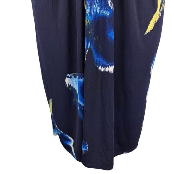 INC International Concepts Navy Floral Jersey Knit V-Neck Short Sleeve Dress 2X - Picture 7 of 16